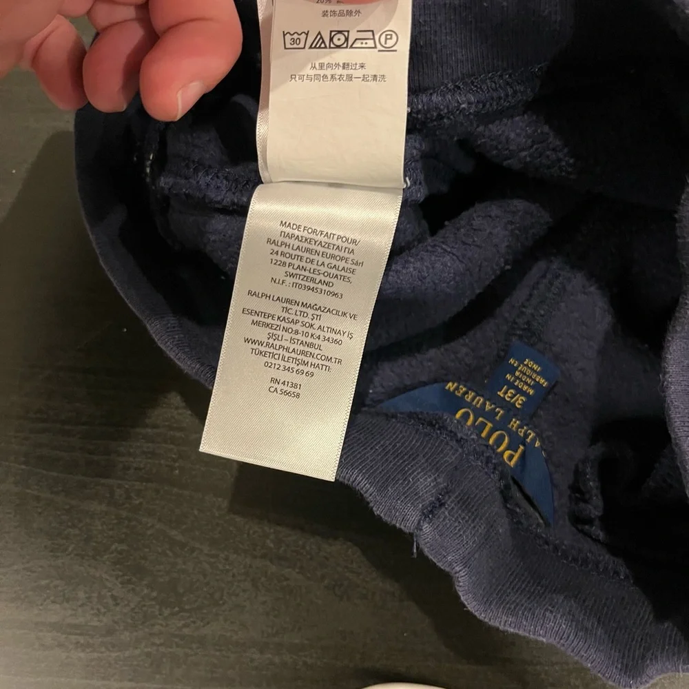 Polo Ralph Lauren Kids 3T Joggers Navy Stripe‎ Sweatpants Pockets Pony EUC
